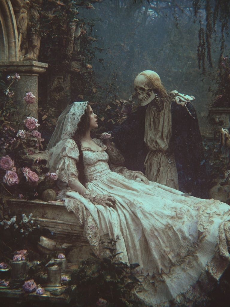 Gothic Skeleton Bride Surrealism Poster. poster detail