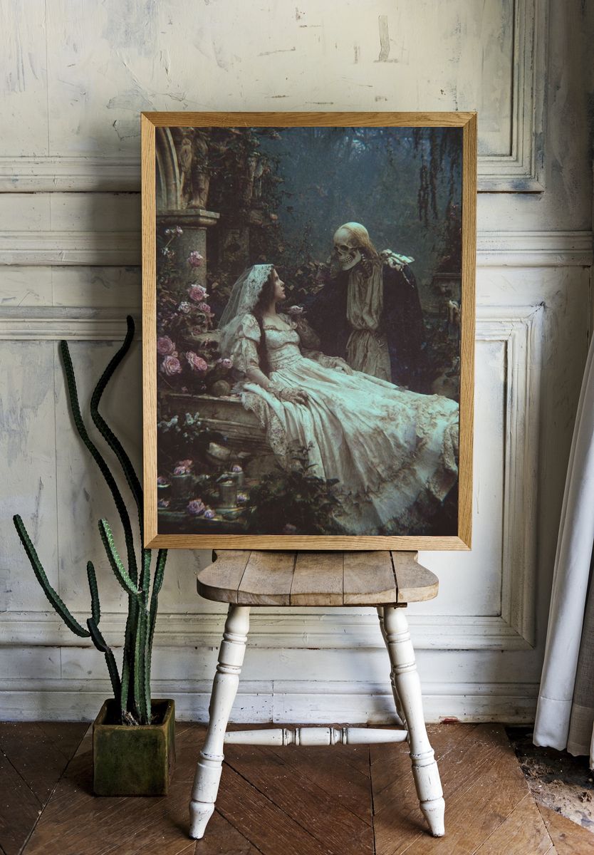 Gothic Skeleton Bride Surrealism Poster. — room view 1