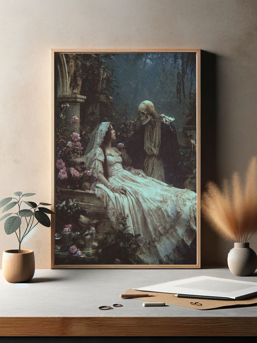 Gothic Skeleton Bride Surrealism Poster. — room view 2