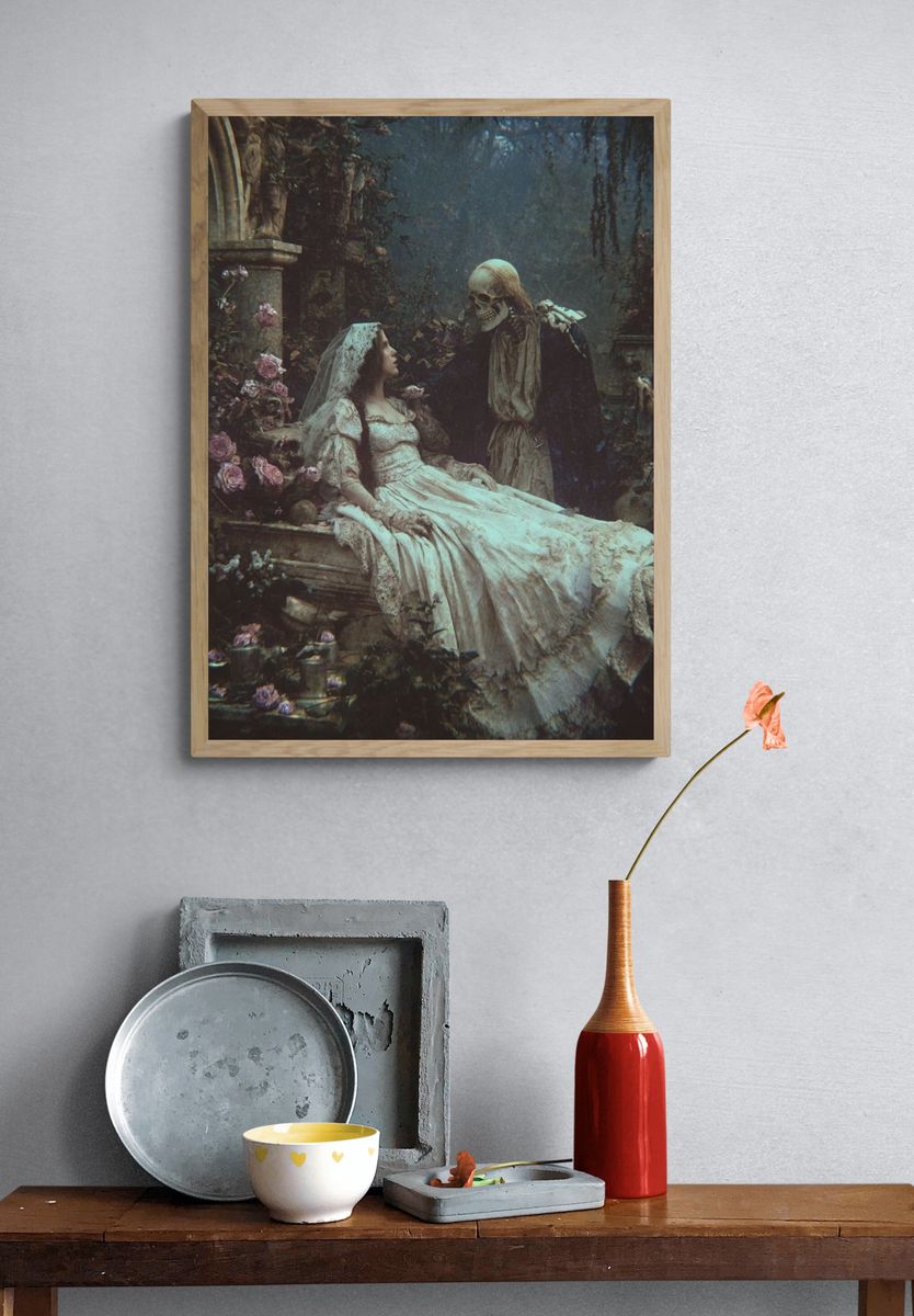 Gothic Skeleton Bride Surrealism Poster. — room view 3