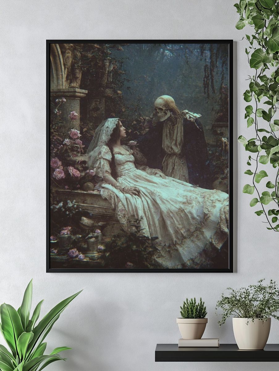 Gothic Skeleton Bride Surrealism Poster. — room view 4