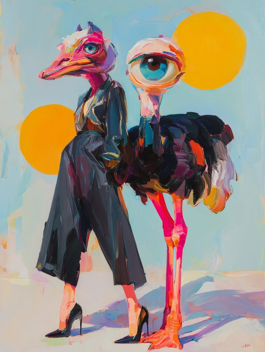 Surreal Ostrich Fashion Print. poster — fine-art art