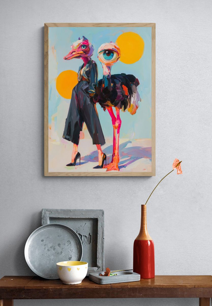 Surreal Ostrich Fashion Print. — room view 3