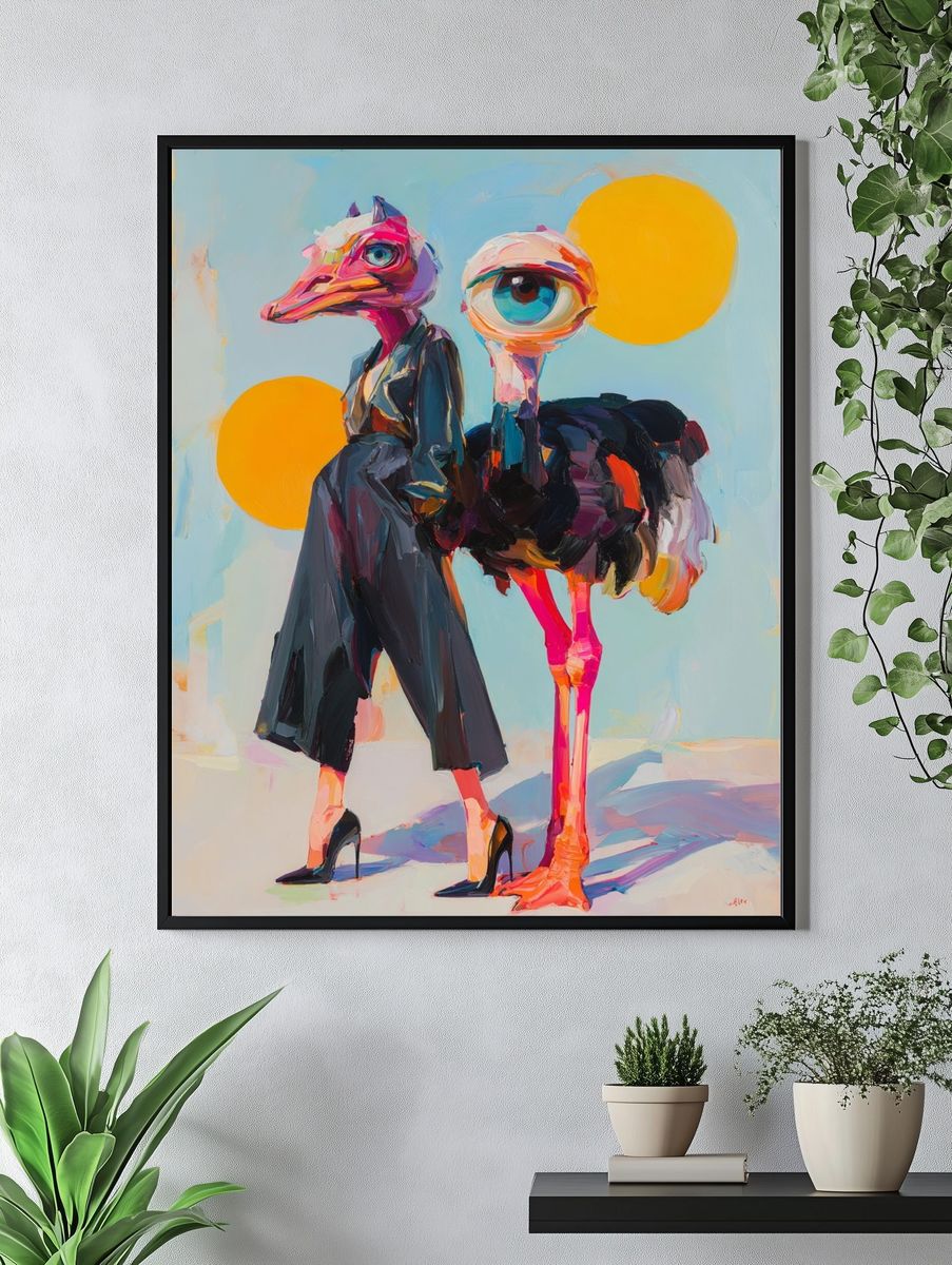 Surreal Ostrich Fashion Print. — room view 4