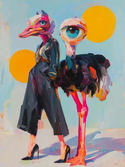 Surreal Ostrich Fashion Print. poster print