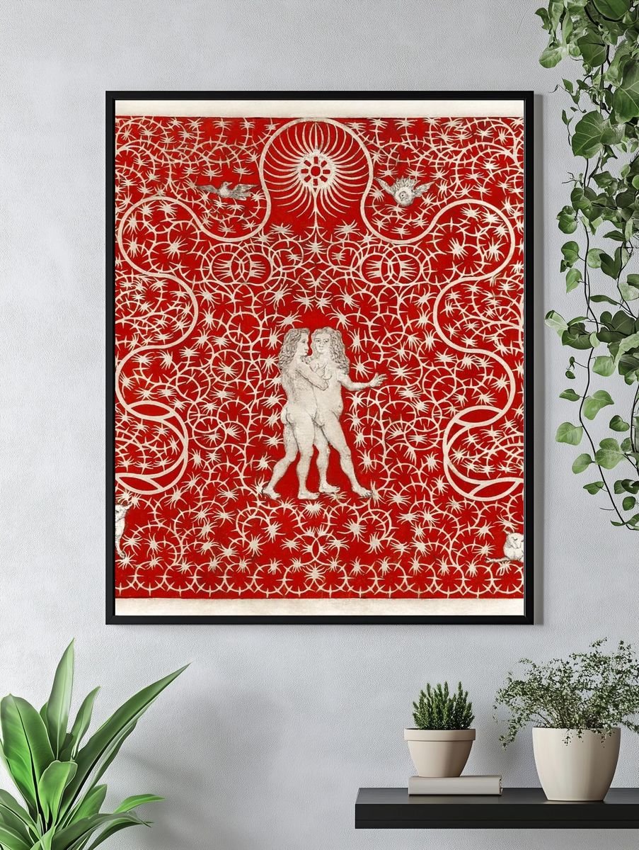 Red Baroque Cherubs Print. — room view 4