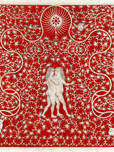 Red Baroque Cherubs Print
