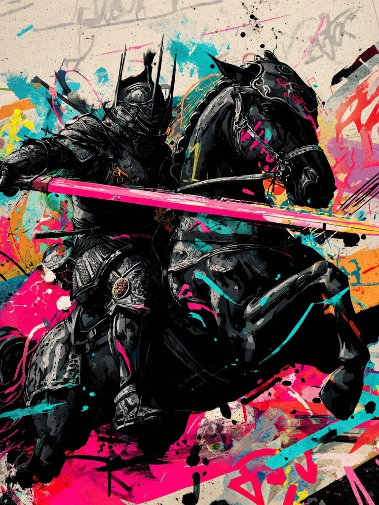 Armored Knight Graffiti Poster. poster detail