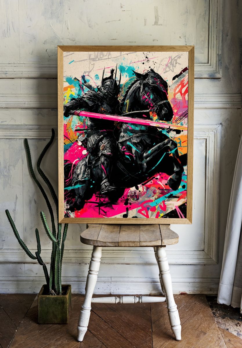 Armored Knight Graffiti Poster. — room view 1