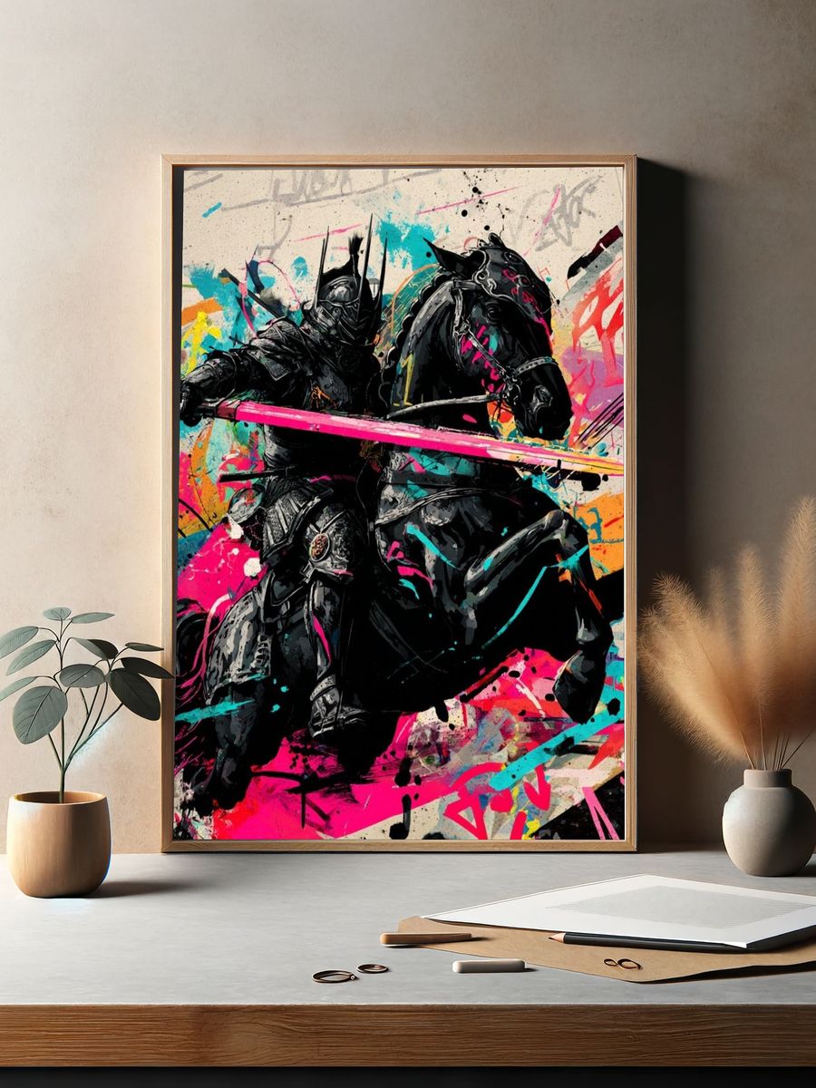Armored Knight Graffiti Poster. — room view 2