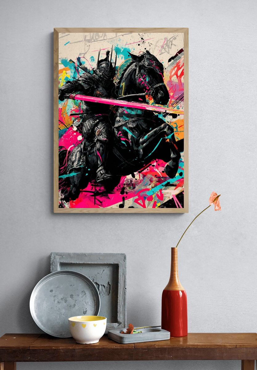 Armored Knight Graffiti Poster. — room view 3