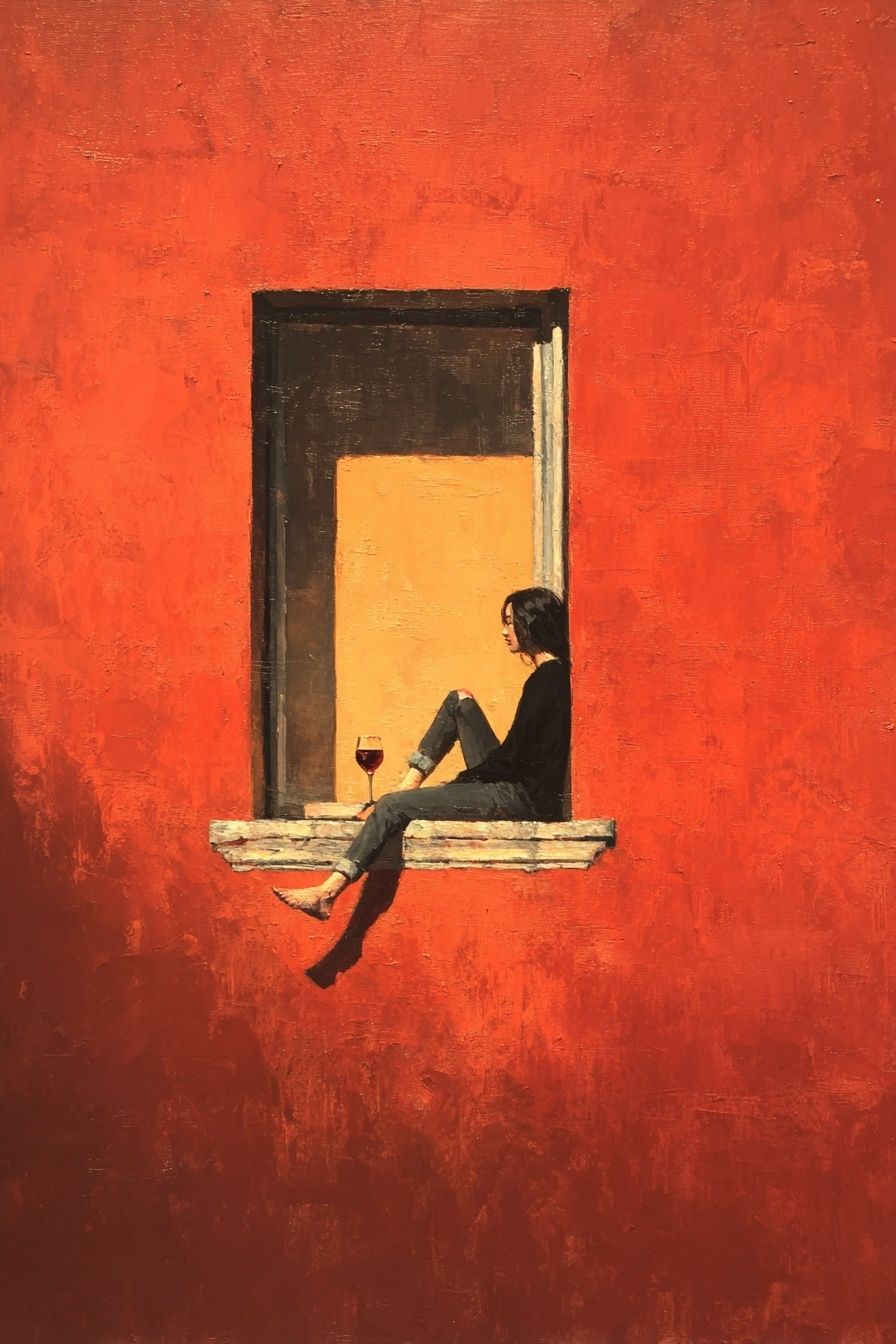 Window Sill Figure Contemporary Print. poster detail