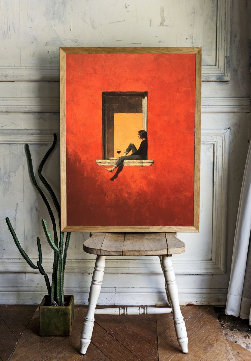 Window Sill Figure Contemporary Print. — room view 1