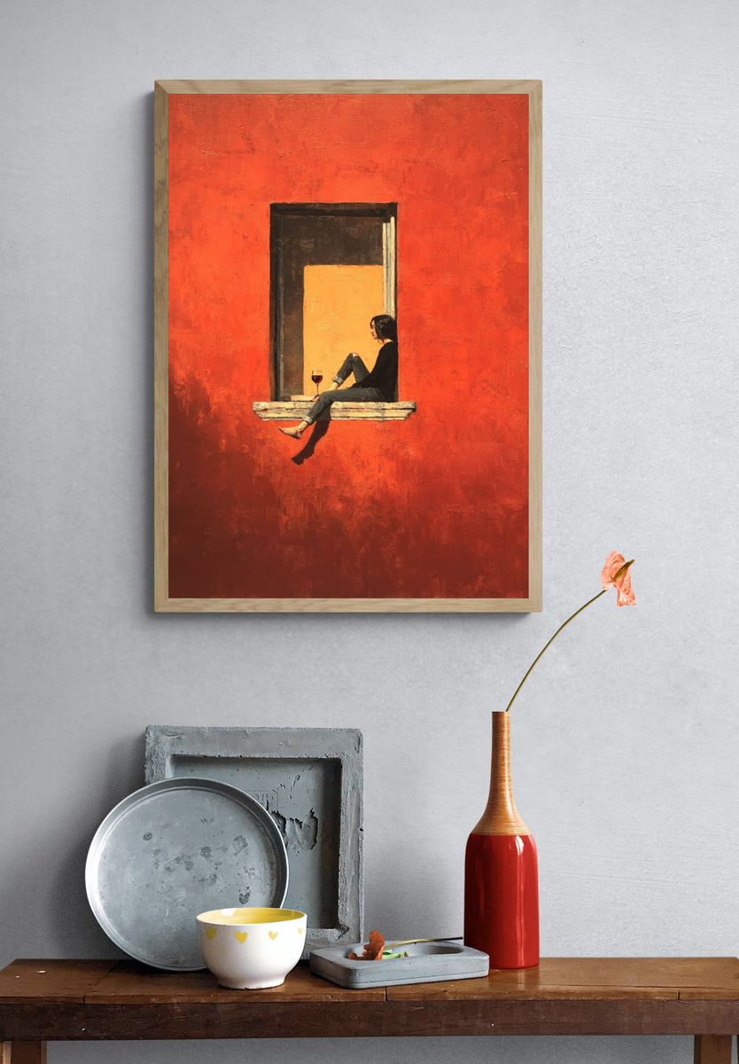 Window Sill Figure Contemporary Print. — room view 3