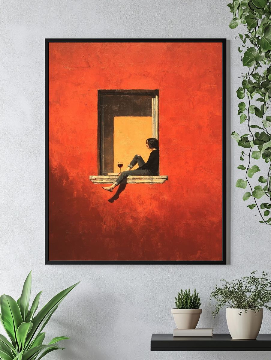 Window Sill Figure Contemporary Print. — room view 4