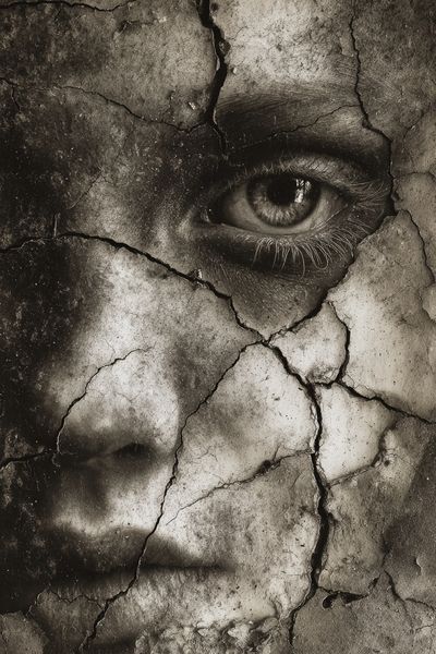 Cracked Face Portrait Print. poster print