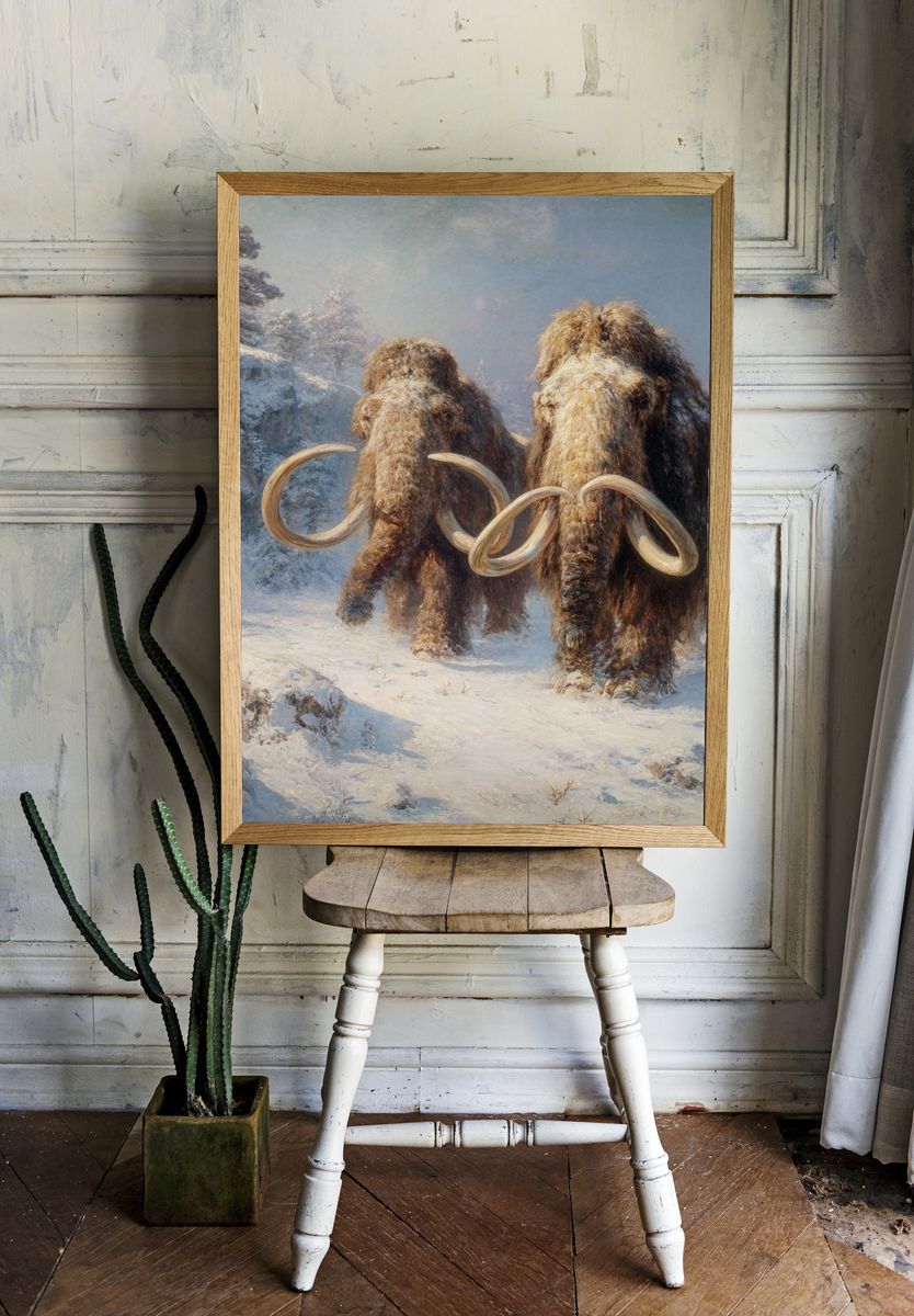 Woolly Mammoths Winter Landscape Print. — room view 1