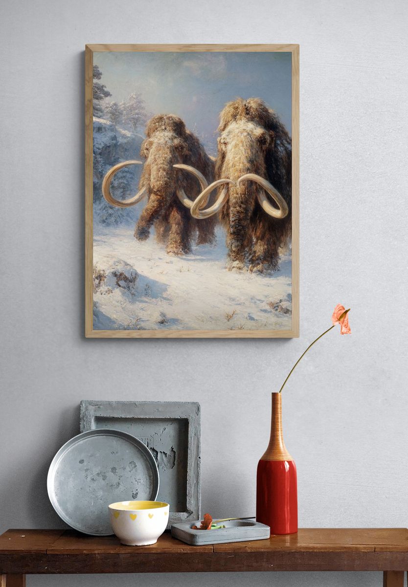 Woolly Mammoths Winter Landscape Print. — room view 3