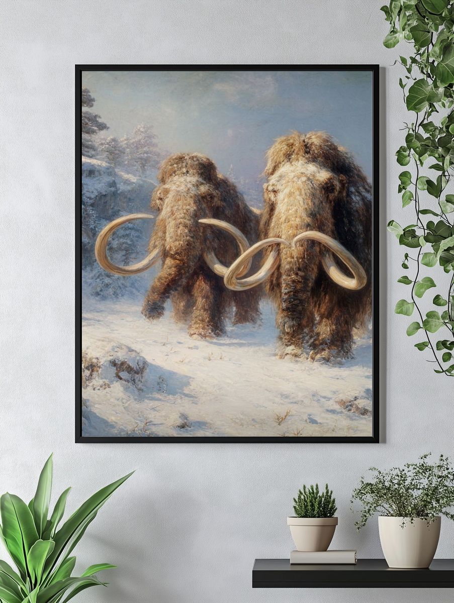 Woolly Mammoths Winter Landscape Print. — room view 4