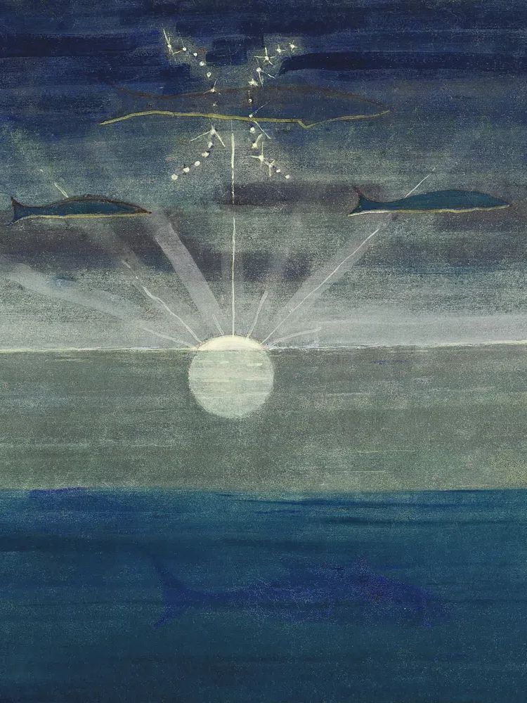 Moonlit Ocean Surrealist Print. poster detail