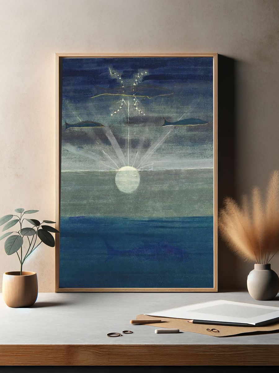 Moonlit Ocean Surrealist Print. — room view 2