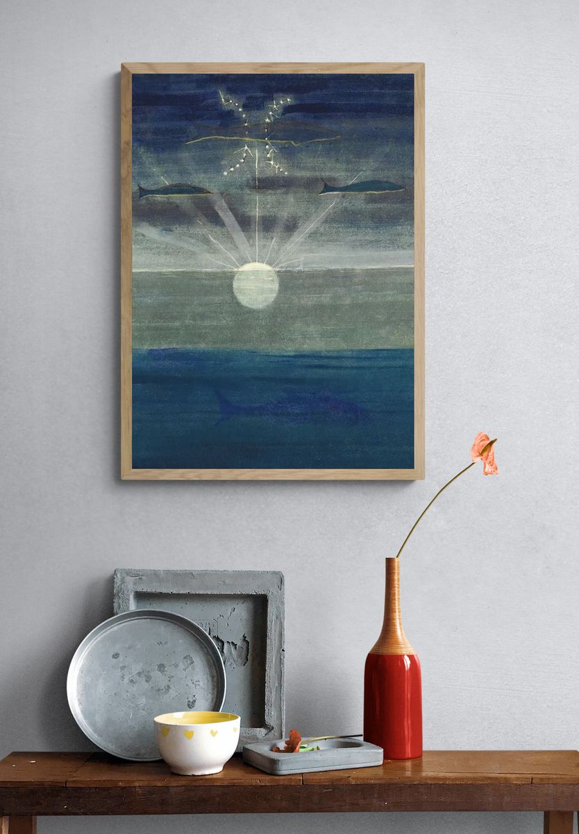 Moonlit Ocean Surrealist Print. — room view 3