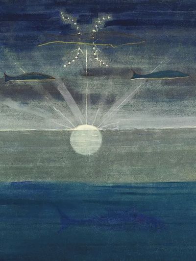 Moonlit Ocean Surrealist Print. poster