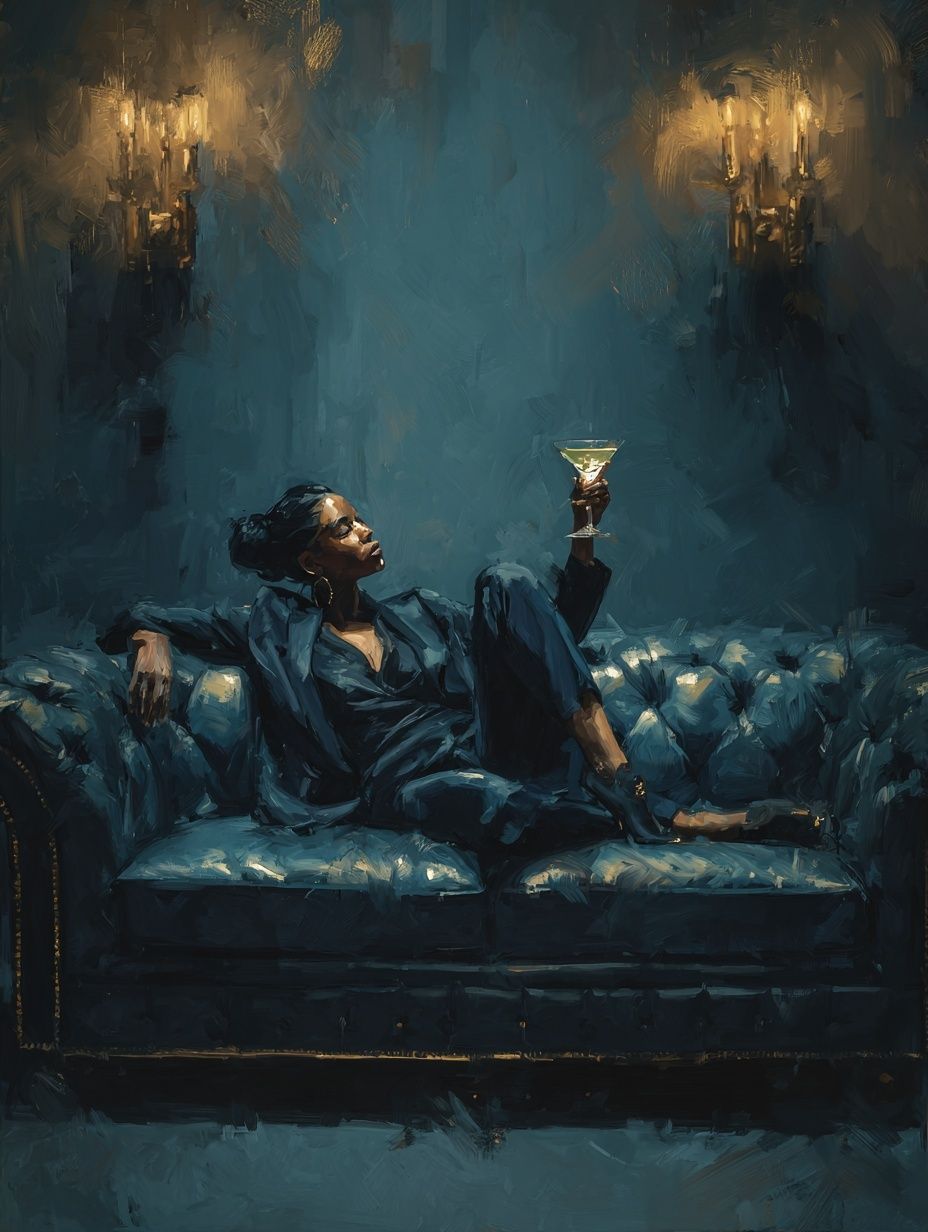 Cocktail Lounge Portrait Print. poster — fine-art art