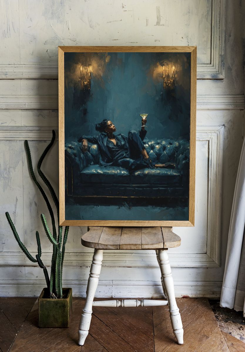 Cocktail Lounge Portrait Print. — room view 1