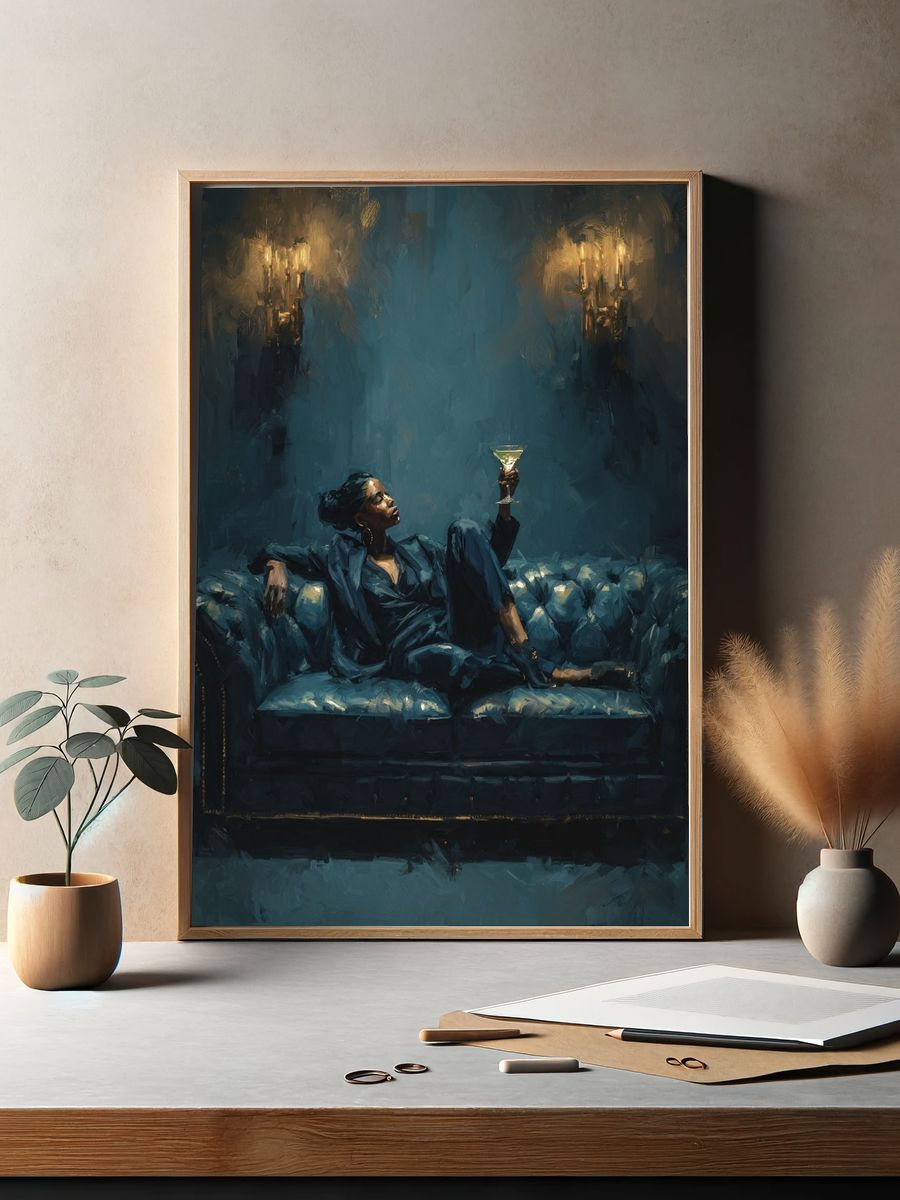 Cocktail Lounge Portrait Print. — room view 2