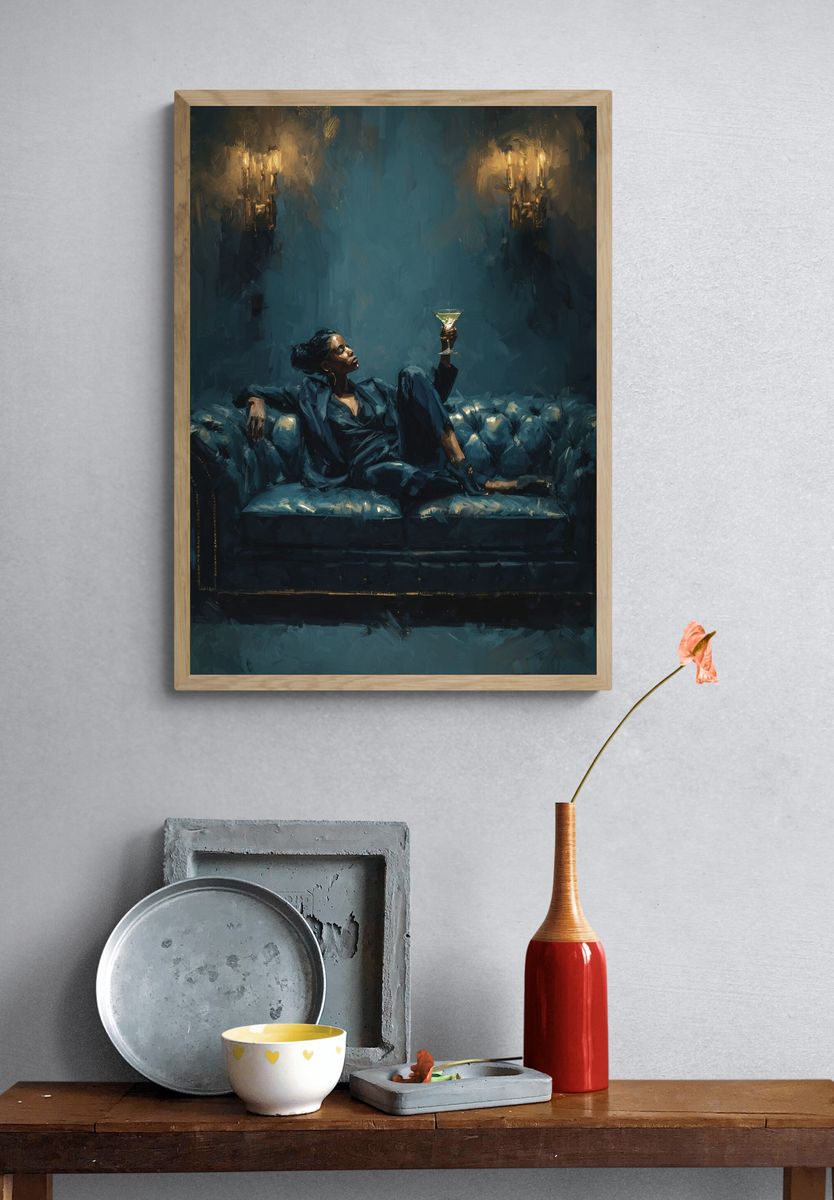 Cocktail Lounge Portrait Print. — room view 3