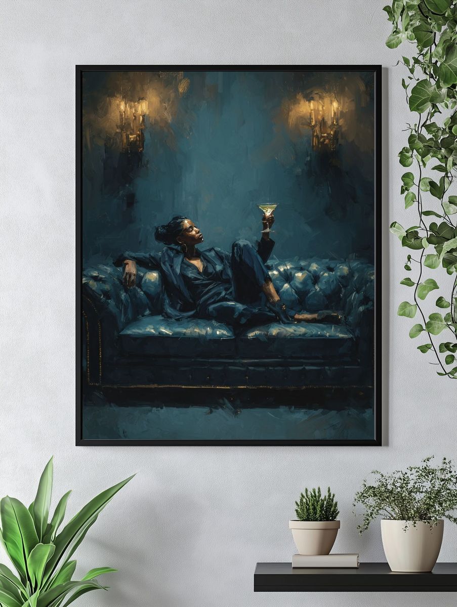 Cocktail Lounge Portrait Print. — room view 4