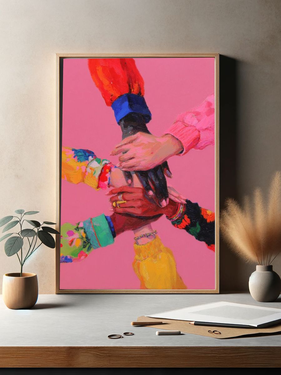 Hands Together Colorful Poster. — room view 2