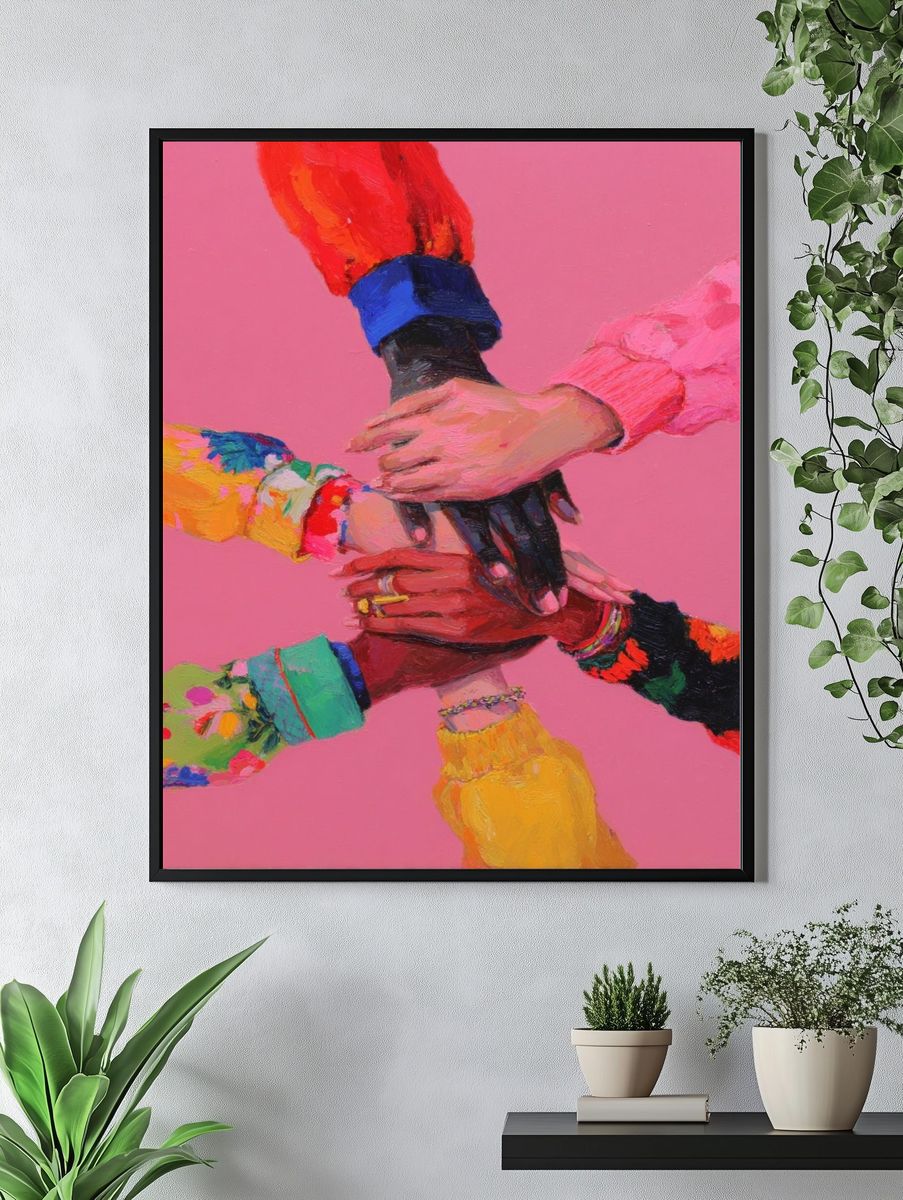Hands Together Colorful Poster. — room view 4