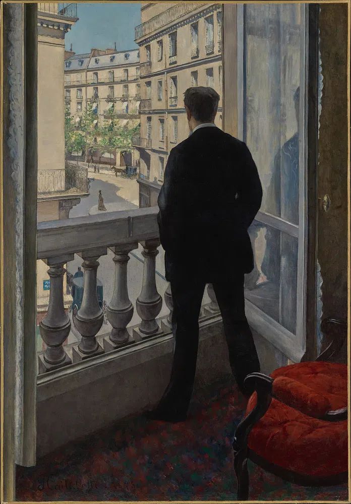 Young Man His Window Gustave. poster — fine-art art