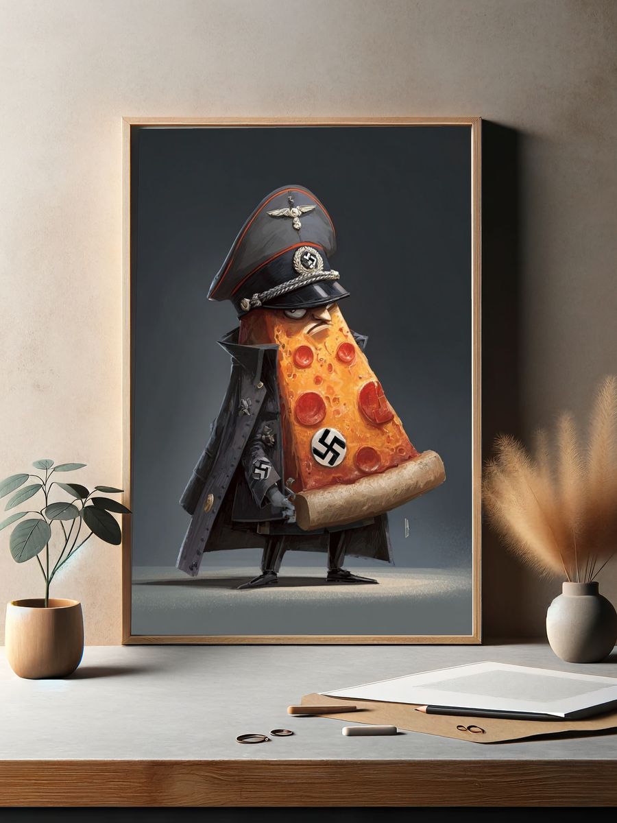 Satirical Pizza Dictator Poster. — room view 2
