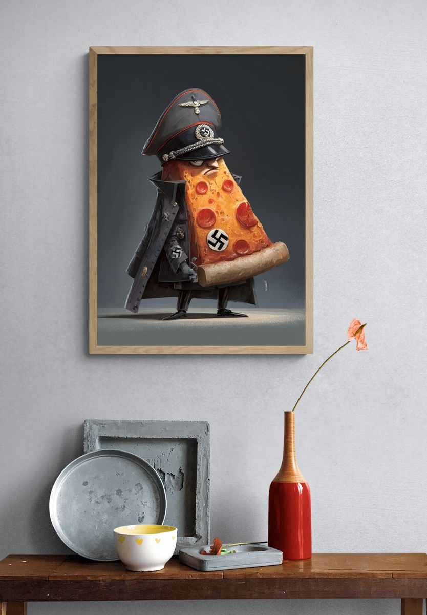 Satirical Pizza Dictator Poster. — room view 3