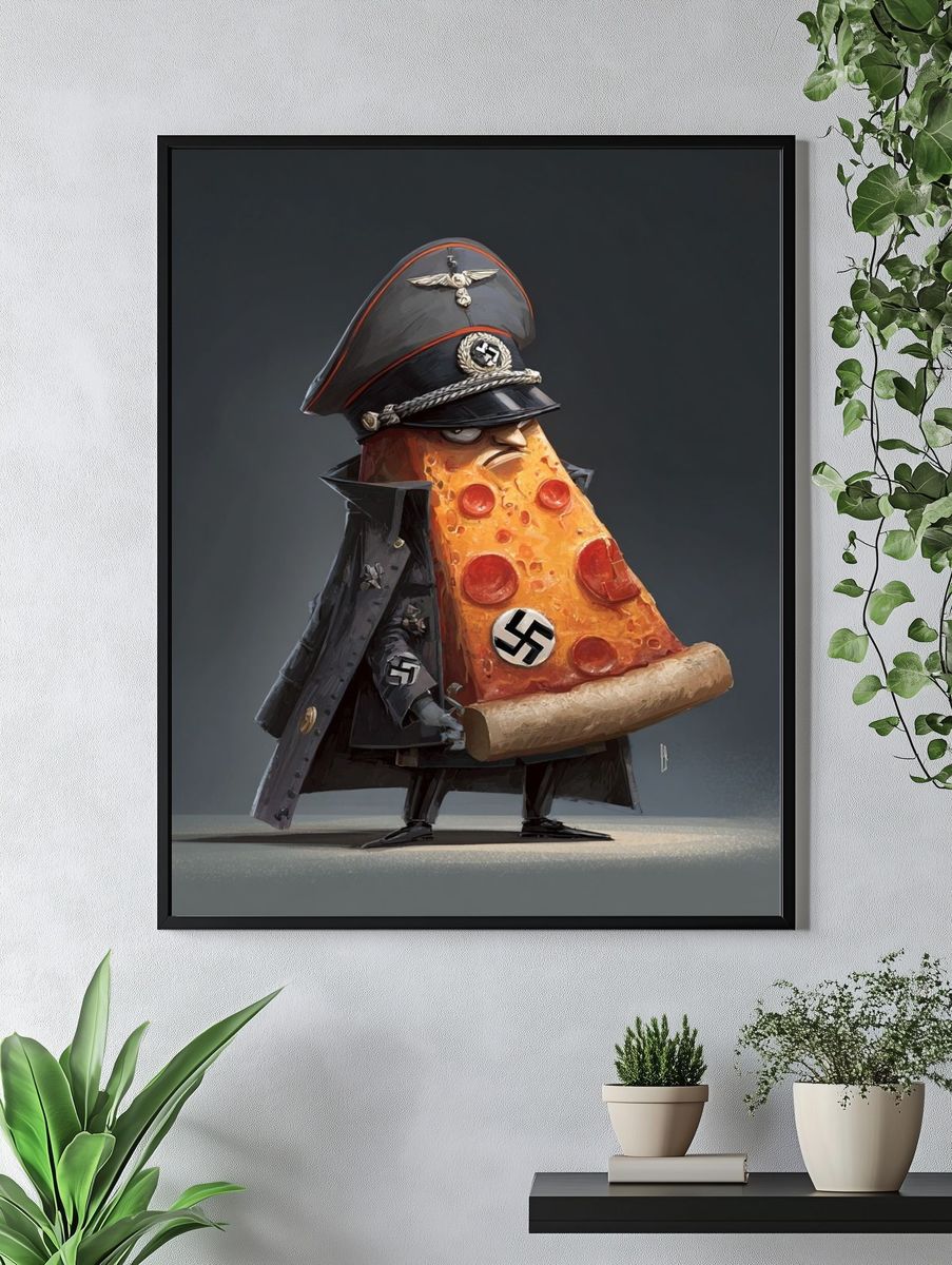 Satirical Pizza Dictator Poster. — room view 4