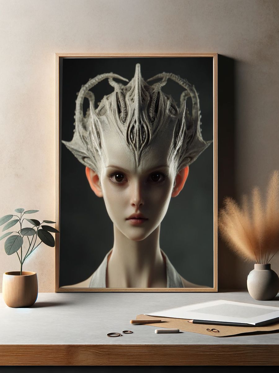 Alien Portrait Surrealism Poster. — room view 2
