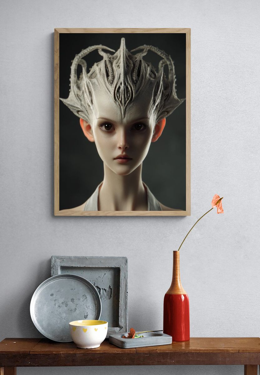 Alien Portrait Surrealism Poster. — room view 3