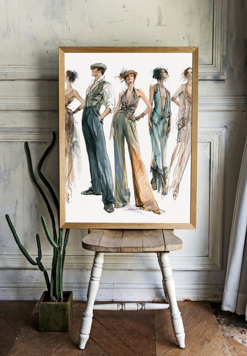 Fashion Runway Sketch Illustration Poster. — room view 1