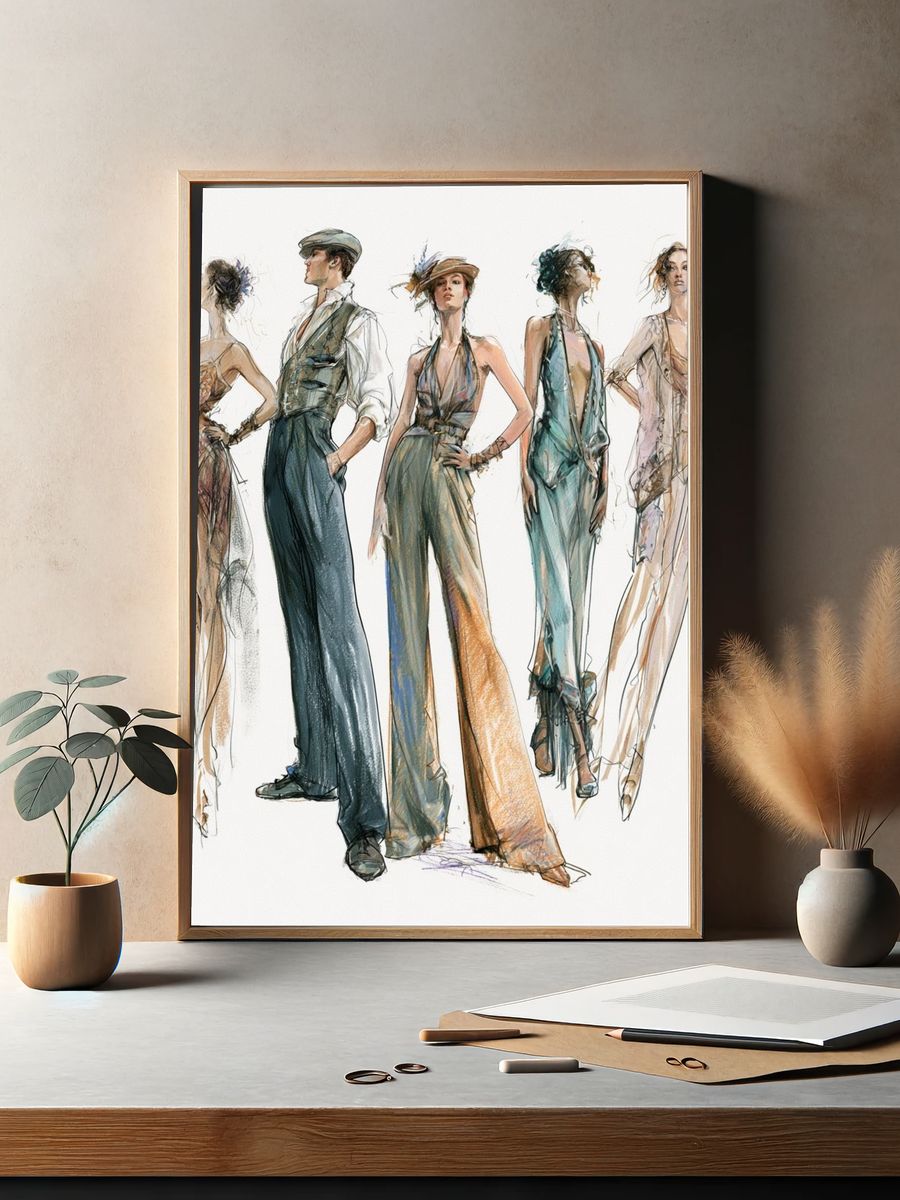 Fashion Runway Sketch Illustration Poster. — room view 2