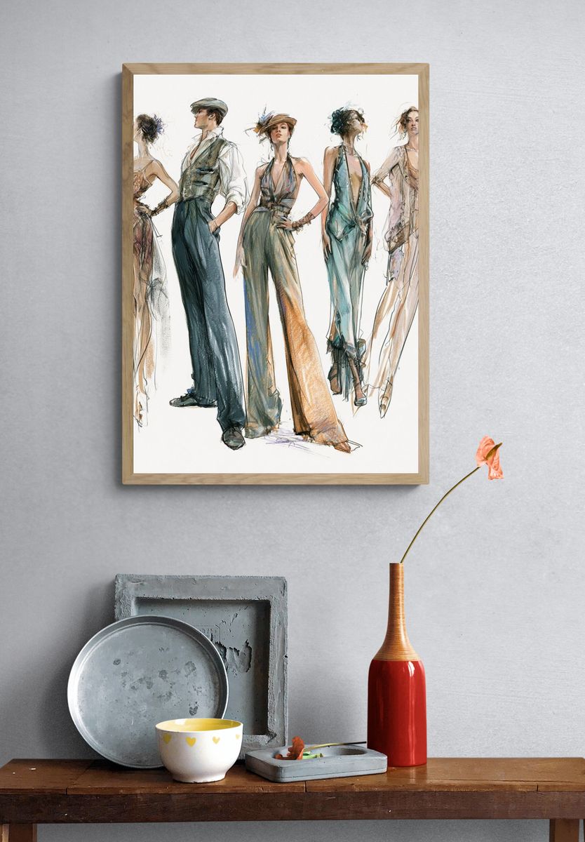 Fashion Runway Sketch Illustration Poster. — room view 3