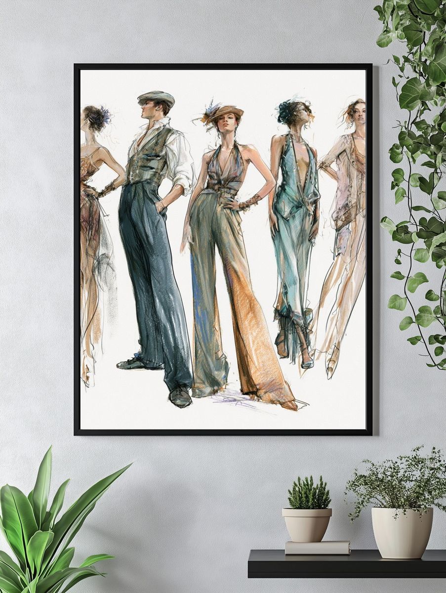 Fashion Runway Sketch Illustration Poster. — room view 4