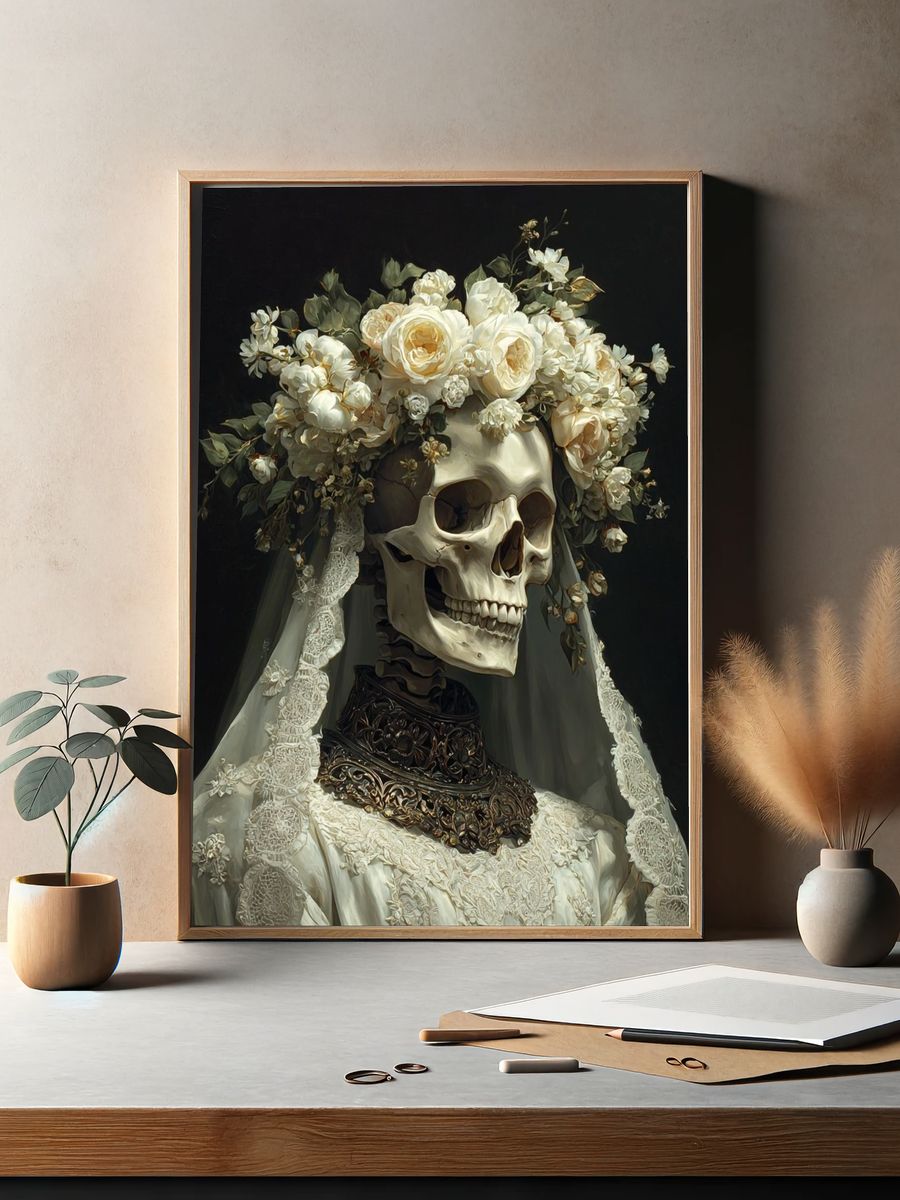 Floral Skull Bride — Fine Art Print. — room view 2