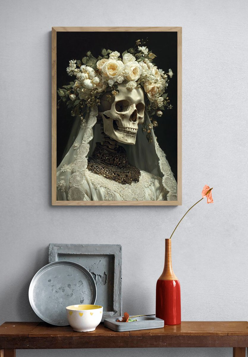 Floral Skull Bride — Fine Art Print. — room view 3