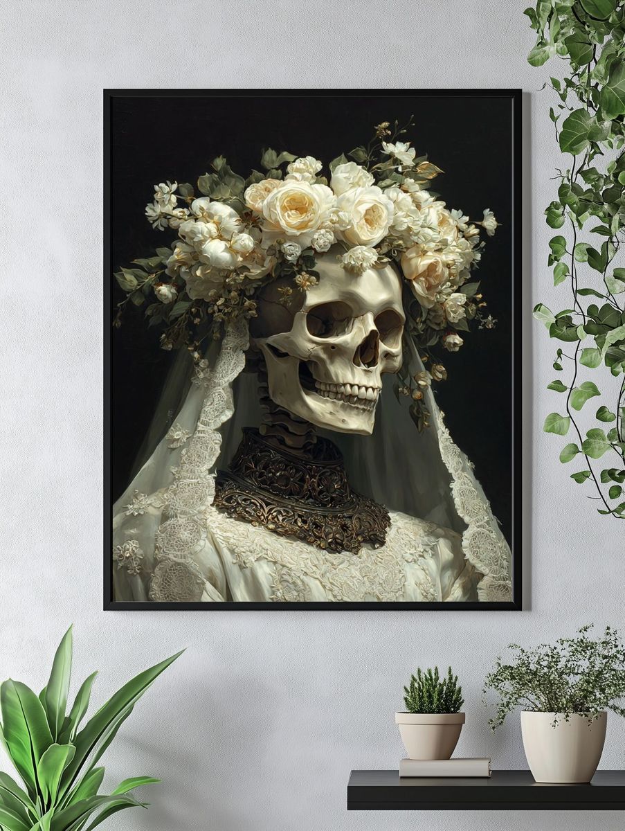 Floral Skull Bride — Fine Art Print. — room view 4
