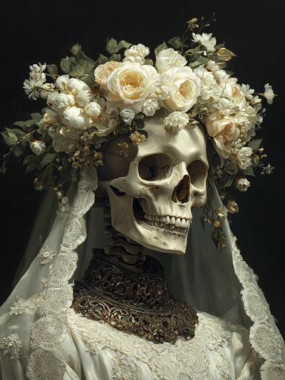 Floral Skull Bride — Fine Art Print. poster print