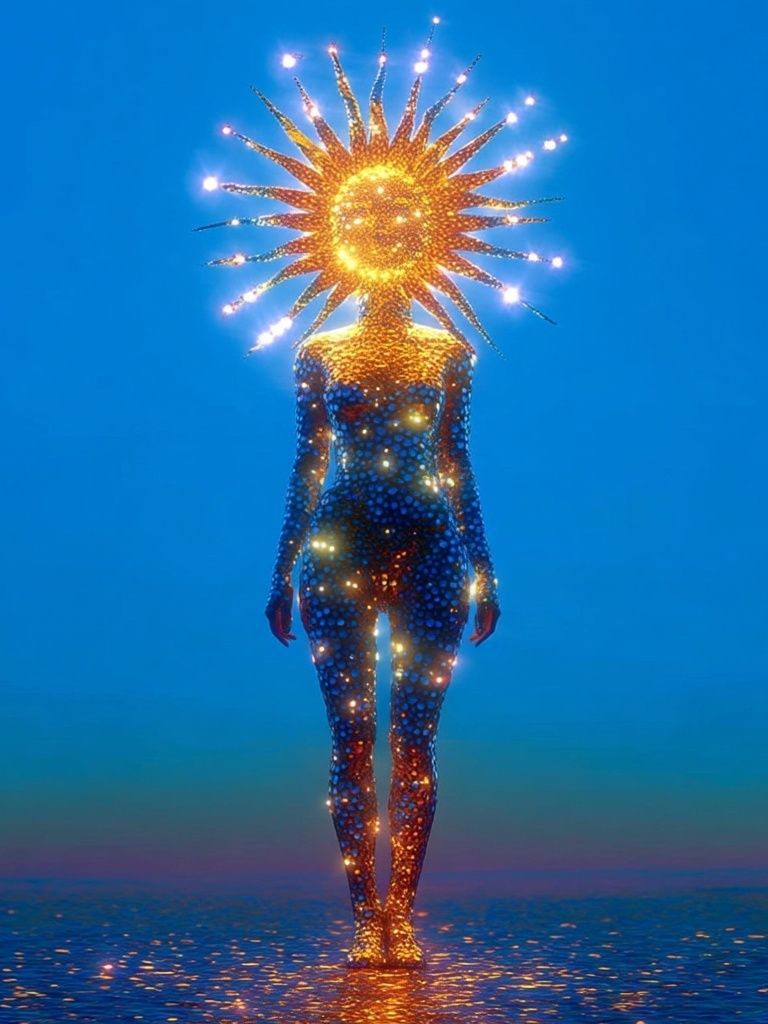 Celestial Sun Figure Surrealism Print. poster — fine-art art