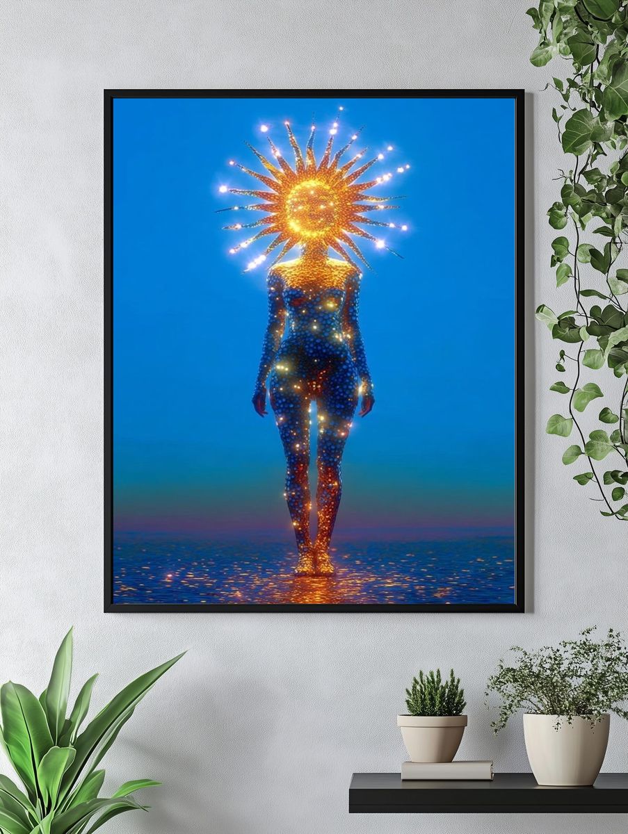 Celestial Sun Figure Surrealism Print. — room view 4